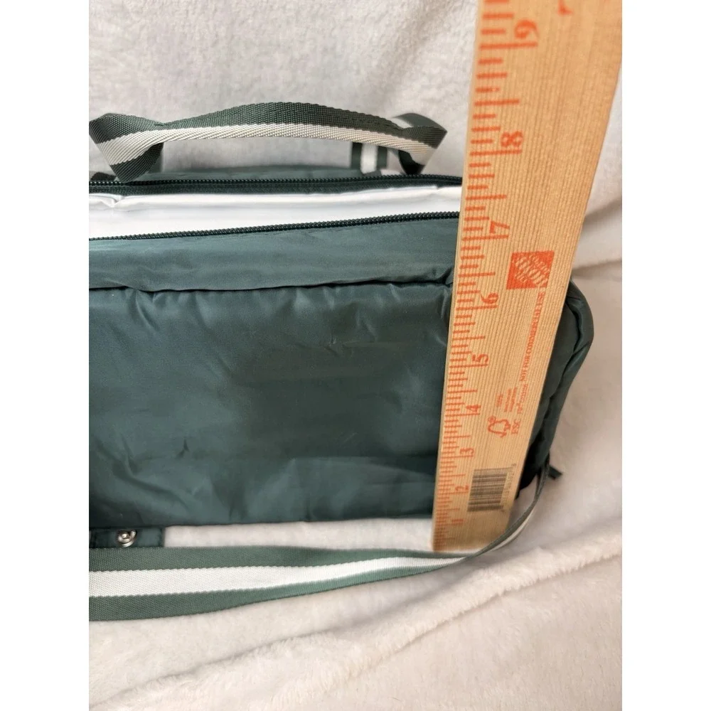 Fit & Fresh Dual Compartment Insulated Lunch Bag Sage Green Tote Shoulder Strap